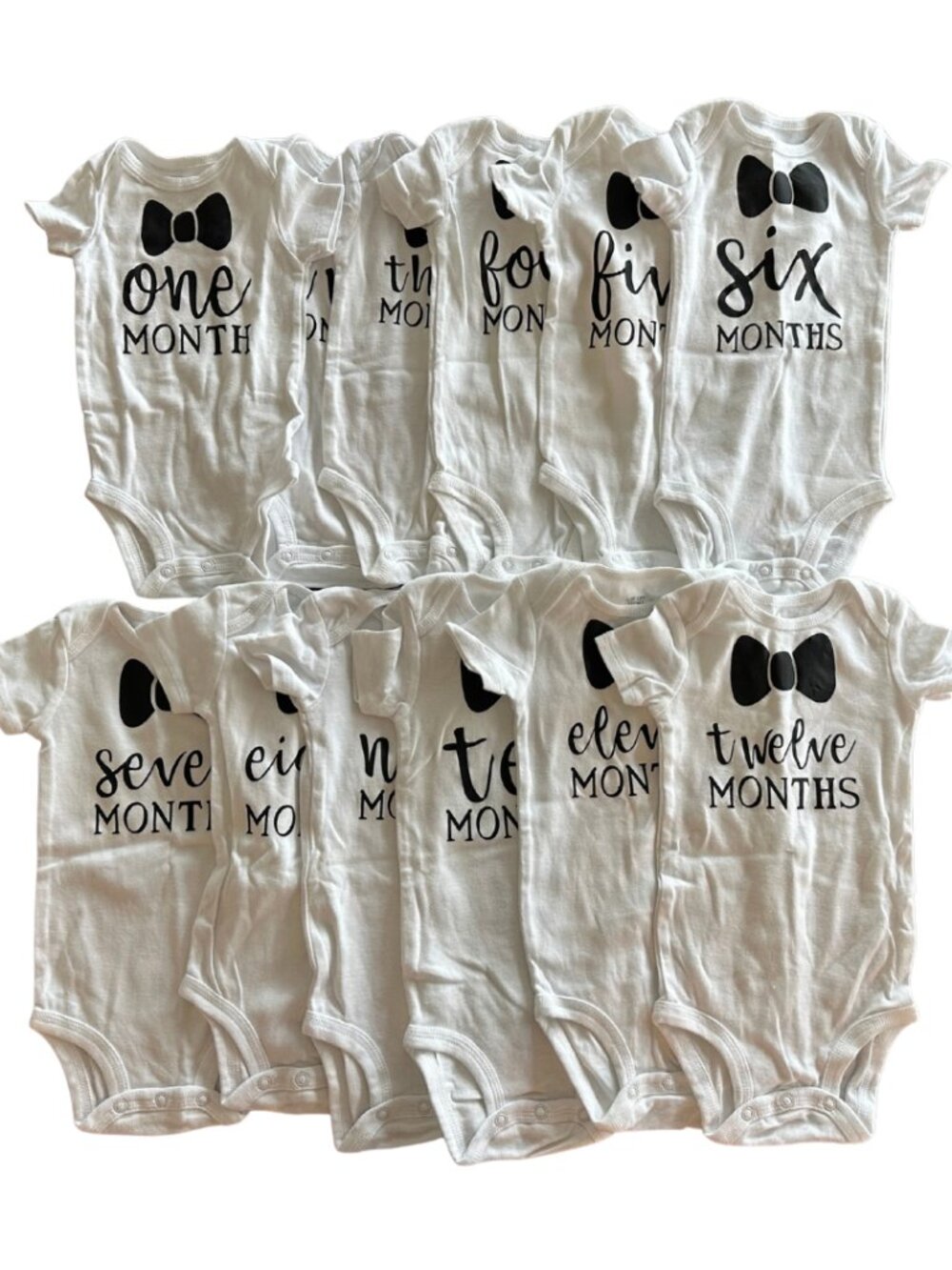 Brand-New 12-Piece Baby Monthly Milestone Onesies Complete Set